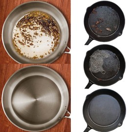 Cast Iron Scrubber 316 Stainless Steel Skillet Cleaner 8"x6" Chainmail Scrubber Scraper Chain Mail Link Scrub for Cast Iron Pre-Seasoned Pans, Griddles, BBQ Grills, and Pot Cookware Cleaning