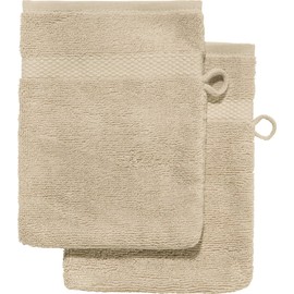 Erwin Müller Sindelfingen Wash Mitt Pack of 2 Terry Towelling Washable Cappuccino Size 15 x 21 cm