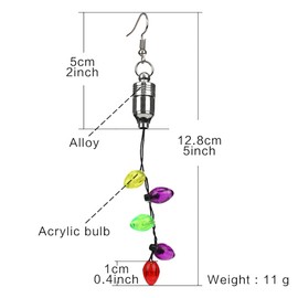 Classic LED Light Bulbs Dangle Hook Long Earrings for Women Colored Bulb Lights Up Glow In The Dark Tassel Drop Huggie Hoops Earring Fashion Festive Party Decoration Supplies Jewelry Gifts Christmas Birthday