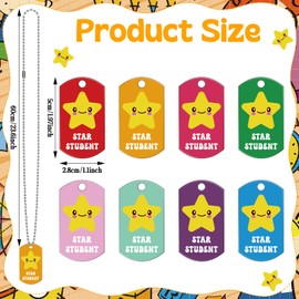 Dansydaisy 32 Pcs Student Incentives Acrylic Star Student Tags with Chains Recognition Tag Education Awards Prizes Bulk for School Classroom Reward Teacher Supplies, 8 Styles
