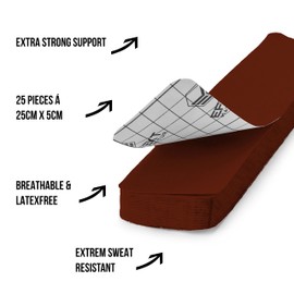 Effekt Pre Cut Kinesiology Tapes Waterproof (25 cm x 5 cm), 50 Strips - Elastic Physio Tape for Muscle Support and Injury Recovery, Medical Tape, Breathable Sports Tape (Blue + Black)