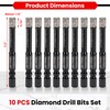 REKCKRUL 10-Pack 1/4 Inch Diamond Drill Bits Set, Diamond Hole