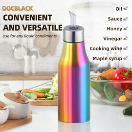 DOCBLACK Rainbow Olive Oil Dispenser 17oz Oil Bottle Stainless Steel Leak Proof Olive Oil Dispenser Bottle for Kitchen with No-Drip (500ML)