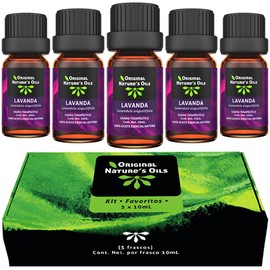 Kit de 5 aceites Esenciales de Lavanda para Difusor y Aromaterapia total 50mL