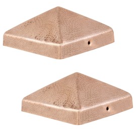 8x8 Hammered Copper Pyramid Post Caps (2-Pack) - Extended Lip - Solid Copper - Will Patina Naturally (7-1/2 x 7-1/2)