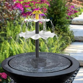 Lewisia 3-Tier Solar Bird Bath Fountain Water Pump Solar Powered Waterfall Feature for Birdbath Garden Backyard Pond Pool Outdoor Decoration 2.5W