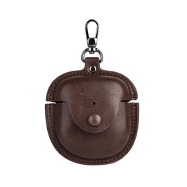 Fashion Premium Leather Shockproof Cover Accessories Case for Bose QuietComfort Noise Cancelling Earbuds II ​with Keychain for Women Men-Dark Brown