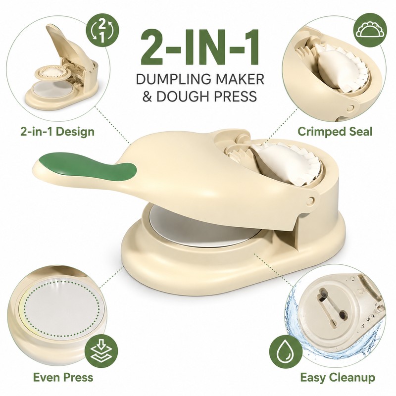 2-in-1 Dumpling Maker for Home Cooking - Dough Press and