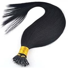 Nano Ring Tip Remy Human Hair Extensions Pack of 50 strands in 22 inch Length Jet Black #1