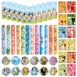 Blue-y Party Bag Children's Birthday Set Party Favour Toy with Sticker Badge Bracelets Gift Bags Stickers Easter Gifts Fillers for Girls Boys