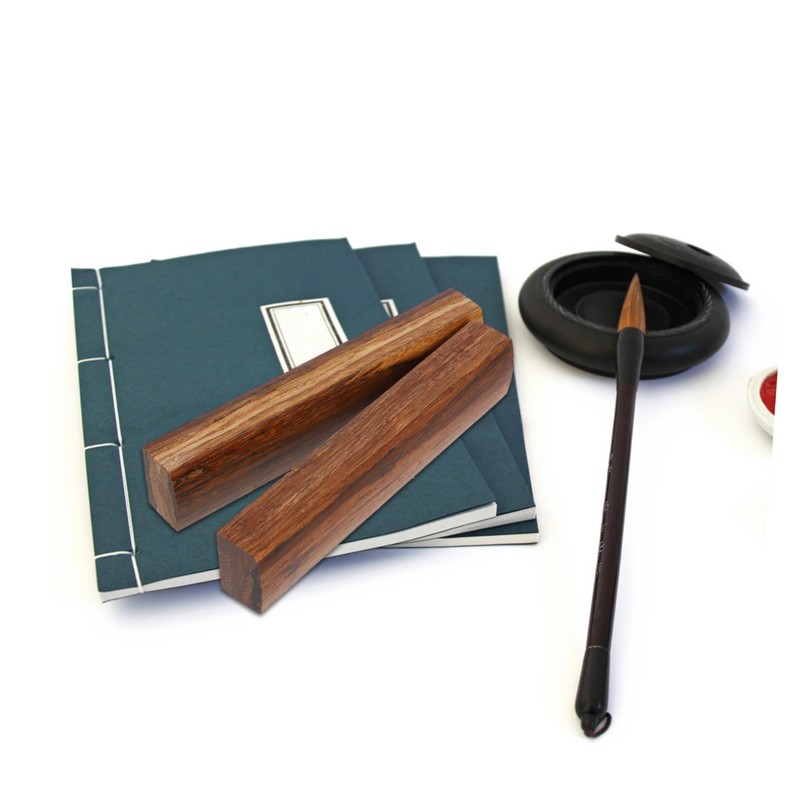 Operitacx Pack of 2 Bamboo Calligraphy Ruler Table Paperweight Chinese