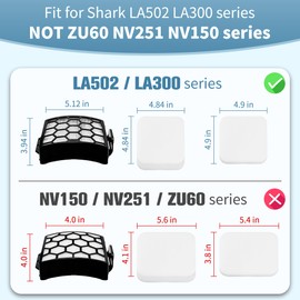 Improvedhand LA502 LA300 Filters Compatible with Shark Rotator Navigator Lift-Away ADV DuoClean PowerFins Upright Vacuum LA300 LA301 LA322 LA502 Replaces Part # XFFK320 & XHF320 hepa filter