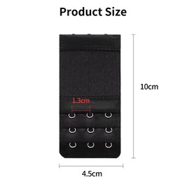 FUZVOL 3 PCS Bra Extenders,3 Hooks×3 Rows Girls Bra Extender Strap,Stainless Steel Hook Comfortable Stretchy Bra Extender Strap for Women(Black)