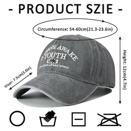 DURINM Baseball Cap Men's 100% Cotton Baseball Cap Unisex Cotton Running Baseball Cap Adjustable Baseboard Baseball Cap, gray