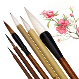 Set of 6 Chinese Calligraphy Brushes Kanji Japanese Sumi Drawing Brush, Writing Painting Drawing Brush Professional Calligraphy Art Painting Supplies for Beginners, Artists and Students