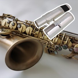 Yibuy Silver #7 Alto Sax Mouthpiece with Cap Ligature E Flat Alto Sax