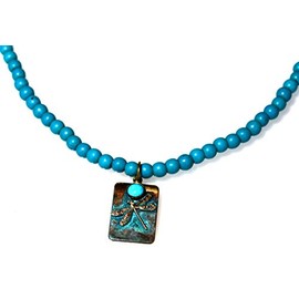 Elaine Coyne Wearable Art Patina Dragonfly Necklace - Turquoise