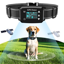 GPS Wireless Dog Fence, Dog Collar Electric Fence System for Most Dogs with 3 Warning Modes, Range 66-6562 FT, Waterproof Rechargeable GPS Collar Adjustable Warning Strength, Outdoor Use Only