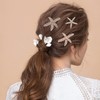 NICENEEDED 3 PCS Starfish Hair Clips, Gold Rhinestone Pearls Crystal