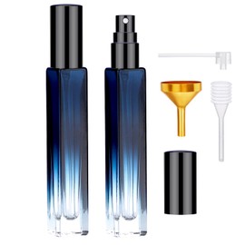 Segbeauty 10ml Perfume Travel Refillable, 2pcs Mini Atomizer Sprayer for Perfume, Empty Perfume Bottle Glass Spray Bottles Toiletries Sample Dispensing Container with Refill Tool Kit Gradient Blue