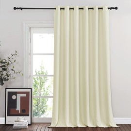 NICETOWN Blackout Sliding Glass Door Curtain, Thermal Insulated Grommet Room Darkening Window Treatment Sound Dampening for Bedroom/Living Room, Beige, W80 x L90, 1 Panel