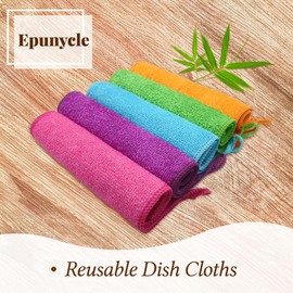 Epunycle Dish Cloths for Washing Dishes, Cleaning Rags 5 Pack, Sponges Kitchen Alternative, Kitchen Decor, Don't Smell, Reusable, Non Scratch, Quick Dry,6.6×8.6 in, Handhemming, Washcloth