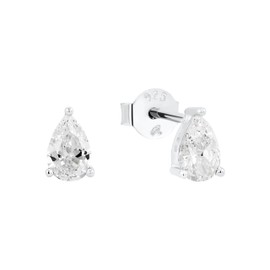 Amor 2039272 Women's Stud Earrings 925 Sterling Silver with Synthetic Zirconia 0.6 cm White Comes in Jewellery Gift Box, Sterling Silver, Created Cubic Zirconia