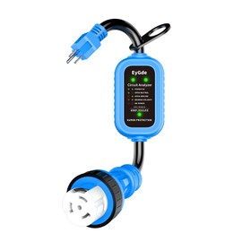 EyGde 50 Amp to 110V RV Adapter with Surge Protector 5000J, 15Amp to 50Amp RV Power Adapter with Twist Lock, Circuit Analyzer Power Guard for Camper