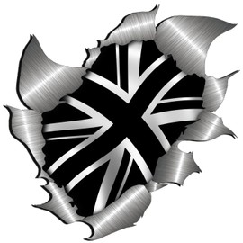 small size Black Union Jack/Flag Metal Rip Open Sticker