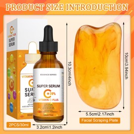 2 Stück Vitamin C Serum Gesicht Vitamin C Serum 20% Vitamin C Gesichtsserum Vitamin C Gesichtspflegeserum Feuchtigkeitsserum Anti FaltenSerum Niacinamide Gesicht Serum 30ml
