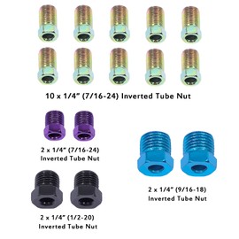 BSTIQUEUS 25 ft 1/4 True Copper-Nickel Alloy Brake Line Kit Complete Replacement Brake or Fuel Tubing (Includes 16 Fittings), Easy to hand bend (.028) Wall Thickness, SAE Thread, Rust Proof