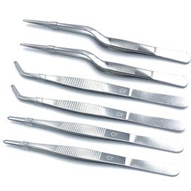 FRUTA Pack of 6 Tweezers Cooking Tweezers Stainless Steel Tweezers with Precision Serrated Tips for Cooking Culinary and Medical Beauty Utensils, 6.3 Inches