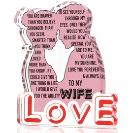 Gifts for Wife from Husband, Wifey Gifts for Her Romantic Gift Ideas, I Love You Wedding Anniversary Birthday Christmas Presents Gifts for Wife Women, Love Desk Decor Ornament Acrylic Sign Plaque