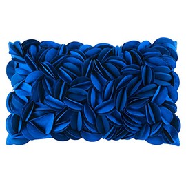 King Rose 3D Floral Decorative Throw Pillow Cover Handmade Soft Pillow Case Sham Solid Cushion Cover for Bedroom Home Decor Sofa 12 x 20 Inches Solid Suede Blue