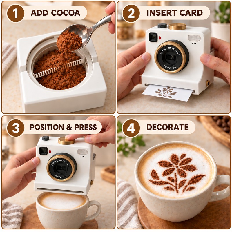 Latte Art Stencil Camera for Coffee Decorating – One Touch
