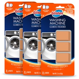 Glisten Washing Machine Cleaner and Freshener Deodorizer, Cleans Top Load and Front Load Washers, Fresh Scent, 9 Tablets