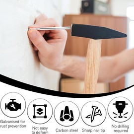 Aswalling 400pcs Steel Nails, Double-Headed Nails, Seamless Nail with Double-Headed Base Thread,Concrete Nails, Skirting Boards