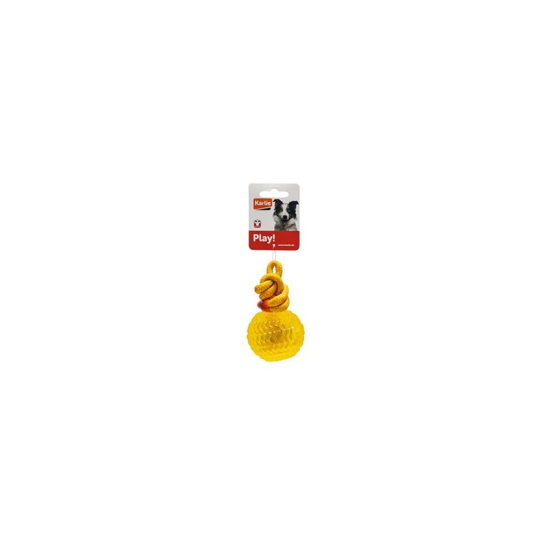 Karlie Ball with Rope - Dog Toy - TPR /