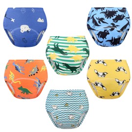 Nutyomi Baby Cotton Training Pants 6 Packs Toilet Training Underpants Absorbent Toddler Potty Training Underwear for Boys 3T-4T