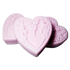 3 Pc Xtra Lg Heart shaped Carnation Scented Soap Set - Shea Butter Goat Milk Soap