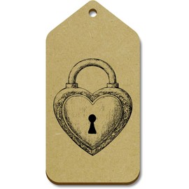 10 x Large 'Heart Shaped Lock' Wooden Gift Tags (TG00137641)