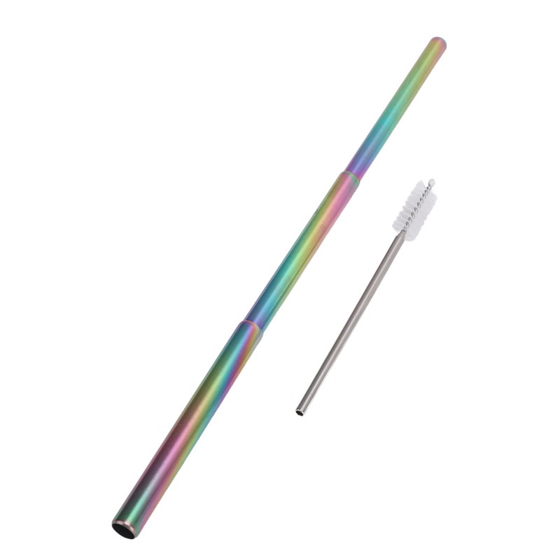 2Pcs Collapsible Metal Straw 304 Stainless Steel Drinking Travel Telescopic