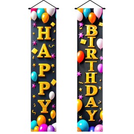 BlissYard Happy Birthday Door Banner Decorations Birthday Backdrop for Women Men Birthday Porch Sign Party Supplies for 16th 18th 21st 30th 40th 50th 60th Decoration for Outdoor Indoor Birthday Decor