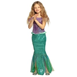 Boland - Kids Girls Mermaid Long Dress and Tiara Sequin Tulle Mermaid Costume Carnival Theme Party