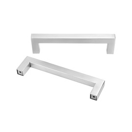 QWORK® Pack of 10 Furniture Handles Silver Kitchen Cupboard Handles Square Handles 304 Stainless Steel with Screws Hole Center 128mm