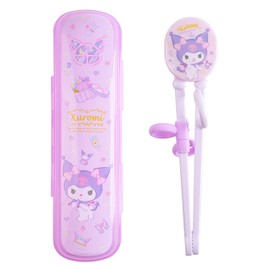 Many Rainbows Kuromi Right-Handed Tranining Chopsticks with Case, Purple