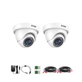 ZOSI 2Pack 2.0MP HD 1080P Security Cameras Kit, 80ft Night Vision, Indoor Outdoor Home CCTV Dome Cameras for 1080P/5MP/4K HD-TVI Analog DVR System