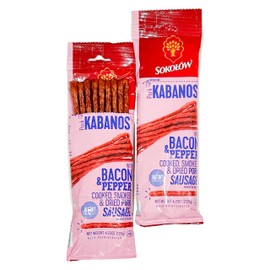 Dry Thin Kabanos, with Bacon and Pepper, Cooked, Smoked and Dried Pork Sausage, Polish Traditional Meat 4.2 oz | 120g (pack of two)