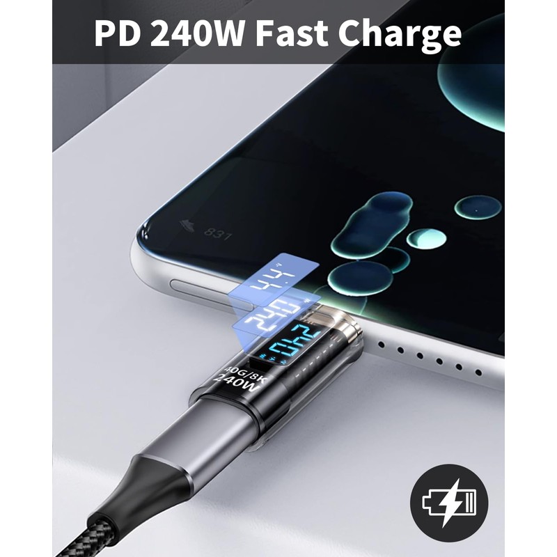 Duttek USB C Extension Adapter 240W Ultra Fast Charging, 40Gbps