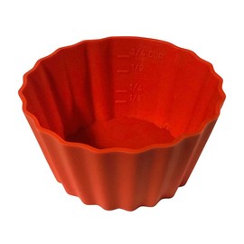 12 Pack Measured Baking Cups Jumbo Silicone Muffin Cup Reusable Non-Stick Liners Easy To Read Measurements Four Colors Flexible Durable Microwave & Dishwasher Safe by Baking Made Easy